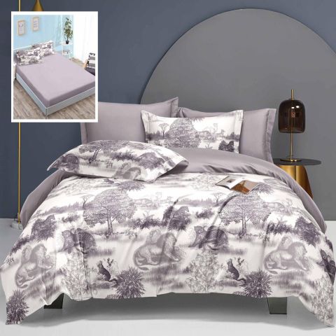 Pachet Elegance lenjerie pat dublu Finet 6 piese cu husa la saltea + 2 perne matlasate 50x70 cm + pilota 200x215 cm primavara toamna LEH10