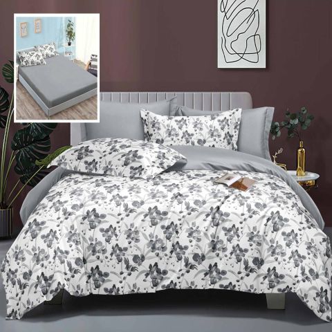 Pachet Elegance lenjerie pat dublu Finet 6 piese cu husa la saltea + 2 perne matlasate 50x70 cm + pilota 200x215 cm primavara toamna LEH11