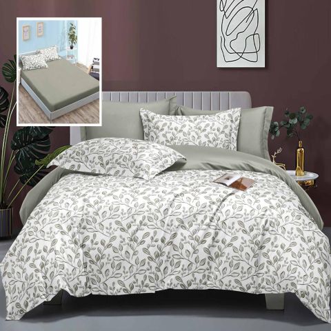 Pachet Elegance lenjerie pat dublu Finet 6 piese cu husa la saltea + 2 perne matlasate 50x70 cm + pilota 200x215 cm primavara toamna LEH16