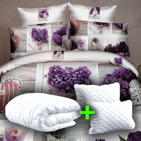 Pachet promo lenjerie pat dublu digital print 3D + 2 perne + pilotă (P3D19)