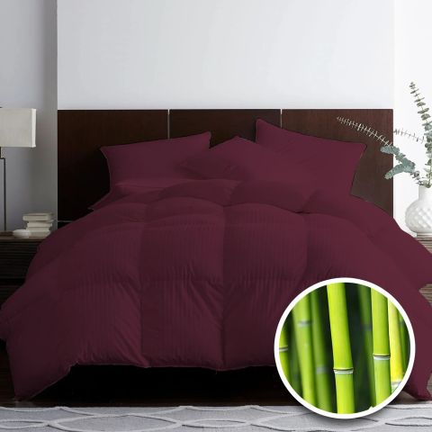 Pilota iarna cu fata damasc linear bumbac 100% si umplutura bambus 200x220 cm, Mov