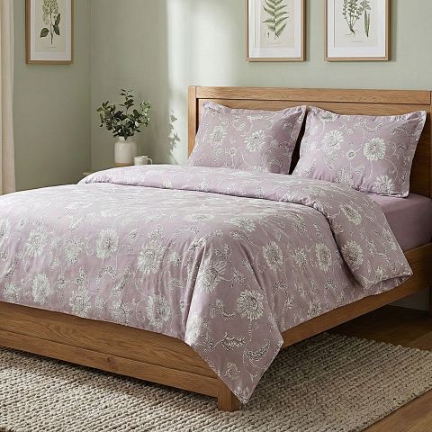 Lenjerie pat Ranforce Cotton Pro Bumbac 100%, King Size cu husa, 4 piese Eleganta Mov RCP48