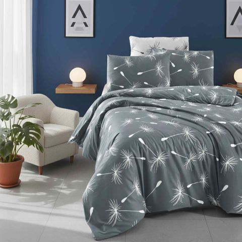 Lenjerie pat Ranforce Cotton Pro Bumbac 100%, King Size, 4 piese Moderna Gri RCP5