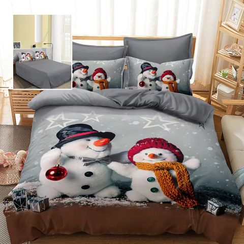 Lenjerie pat Crăciun Finet 3D, 6 piese, cearșaf pat 220x230 cm, pilotă 200x230 cm, 2 fețe pernă 70x70 cm, 2 fețe pernă 50x70 cm, F-XMAS64