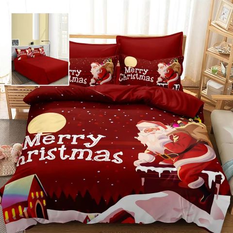 Lenjerie pat Crăciun Finet 3D, 6 piese, cearșaf pat 220x230 cm, pilotă 200x230 cm, 2 fețe pernă 70x70 cm, 2 fețe pernă 50x70 cm, F-XMAS69