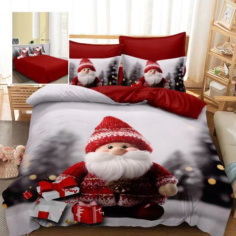 Lenjerie pat Crăciun Finet 3D, 6 piese, cearșaf pat 220x230 cm, pilotă 200x230 cm, 2 fețe pernă 70x70 cm, 2 fețe pernă 50x70 cm, F-XMAS70