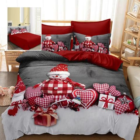 Lenjerie pat Crăciun Finet 3D, 6 piese, cearșaf pat 220x230 cm, pilotă 200x230 cm, 2 fețe pernă 70x70 cm, 2 fețe pernă 50x70 cm, F-XMAS78