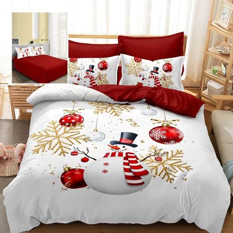 Lenjerie pat Crăciun Finet 3D, 6 piese, cearșaf pat 220x230 cm, pilotă 200x230 cm, 2 fețe pernă 70x70 cm, 2 fețe pernă 50x70 cm, F-XMAS89