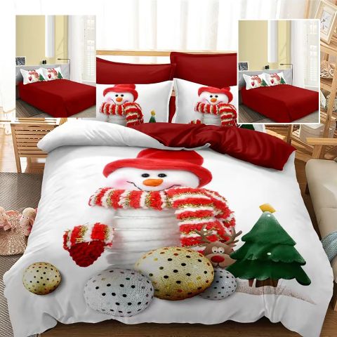 Lenjerie pat Crăciun Finet 3D, 6 piese, cearșaf pat 220x230 cm, pilotă 200x230 cm, 2 fețe pernă 70x70 cm, 2 fețe pernă 50x70 cm, F-XMAS94