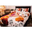 Lenjerie de pat dublu 4 piese 220 x 230 cm Digital Print 3D, Alb/Rosu Flori love Pucioasa
