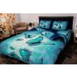 Lenjerie de pat dublu 4 piese 220 x 230 cm Digital Print 3D, Albastru Fluturasi Pucioasa 