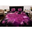 Lenjerie de pat dublu 4 piese 220 x 230 cm Digital Print 3D, Mov/Negru Trandafiri Pucioasa 