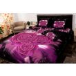 Lenjerie de pat dublu 4 piese 220 x 230 cm Digital Print 3D, Mov/Negru Trandafiri Pucioasa 
