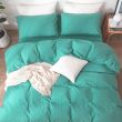 Lenjerie de pat dublu Percalle cu 2 fete UNI Bumbac 100% 6 piese cearsaf pat 240x260 cm, pilota 200x230 cm, 2 fete perne 50x70 cm, 2 fete perne 70x70 cm, Verde Mint, Pucioasa