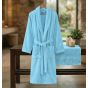Halat de baie si SPA Hotel cu guler Kimono Velur 100% Bumbac, unisex XXL, 420 grame/mp, Bleu