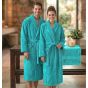 Halat de baie si SPA Hotel cu guler Kimono Velur 100% Bumbac, unisex XXL, 420 grame/mp, Turcoaz