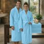 Halat de baie si SPA Hotel cu guler Kimono Velur 100% Bumbac, unisex, 420 gr./mp, Bleu L / XL