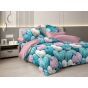 Lenjerie pat dublu Finet Bumbac 6 piese cu husa saltea 160x200 sau 180x200 cm, pilota 200x230 cm, 2 fete perna 50x70 si 70x70 cm, Roz / Albastru, Pucioasa 