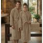 Halat de baie si SPA Hotel cu guler Kimono Velur 100% Bumbac, unisex XXL, 420 grame/mp, Cappucino