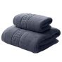 Set 2 prosoape baie corp 70x140 cm si fata 50x90 cm Bumbac 100%, Greek Border 500 grame/mp, Gri Inchis