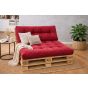 Set perne grădină ”Pallet Soft Seating” Rosu Aprins 80x120 cm + CADOU Față de masă, Ralex Pucioasa