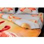 Lenjerie de pat dublu 4 piese 220 x 230 cm Digital Print 3D, Portocaliu/Albastru Flamingo Pucioasa