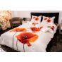 Lenjerie de pat dublu 4 piese 220 x 230 cm Digital Print 3D, Alb/Rosu Floricele Mac Pucioasa 
