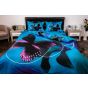 Lenjerie de pat dublu 4 piese 220 x 230 cm Digital Print 3D, Albastru/Negru Fluturas Pucioasa 