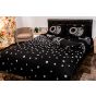 Lenjerie de pat dublu 4 piese 220 x 230 cm Digital Print 3D, Alb/Negru Stele Pucioasa 
