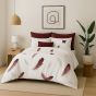Lenjerie pat dublu ELVO 4 piese cearsaf pat 230x250 cm, pilota 200x230 cm, 2 fete perne 50x70 cm, Pene Alb / Rosu