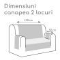 Husa canapea 2 locuri tip cuvertura matlasata 130x205 cm cu laterale, reversibila, Gri