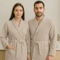 Halat baie și SPA Hotel gofrat tip fagure cu guler Kimono 100% Bumbac, Cappucino XXL