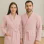 Halat baie și SPA Hotel gofrat tip fagure cu guler Kimono 100% Bumbac, Roz Pudră XXL