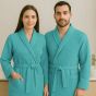 Halat baie și SPA Hotel gofrat tip fagure cu guler Kimono 100% Bumbac, Turcoaz XXL