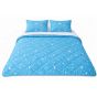 Pachet PROMO Primăvară Pilotă 160x200 cm + 2 perne 50x70 cm, model Lună și Stele, Bleu