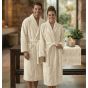 Halat de baie si SPA Hotel cu guler Kimono Velur 100% Bumbac, unisex, 420 gr./mp, Crem L / XL
