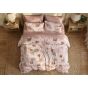 Lenjerie pat bumbac Finet 6 piese PROMO cu husă saltea 160x200 sau 180x200 cm, pilotă 200x220 cm, 2 fețe pernă 50x70 și 70x70 cm, Roz / Gri, Pucioasa 