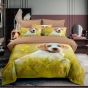 Pachet economic lenjerie pat o persoana Bumbac Finet 3 piese 3D, o perna matlasata 50x70 cm si pilota 140x210 cm primavara toamna (F1P6)-1