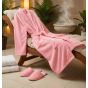 Halat de baie si SPA Hotel cu guler Kimono Velur 100% Bumbac, unisex L-XL, 420 grame/mp, Pudra