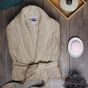 Halat de baie si SPA Hotel cu guler Kimono Velur 100% Bumbac, unisex, 420 gr./mp, Maro Deschis L / XL
