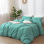 Lenjerie de pat dublu Percalle cu 2 fete UNI Bumbac 100% 4 piese cearsaf pat 240x260 cm, pilota 200x230 cm, 2 fete perne 50x70 cm, Verde Mint, Pucioasa