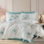 Lenjerie pat Ranforce Cotton Pro Bumbac 100%, 1 persoana, 3 piese Motiv floral Alb/Turcoaz RCP36