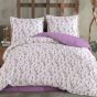 Lenjerie pat Ranforce Cotton Pro Bumbac 100%, King Size, 4 piese Crengute cu flori Lila RCP54