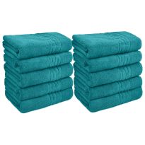 Pachet 10 prosoape baie de corp 70x140 cm Bumbac 100%, Greek Border 500 grame/mp, Turcoaz