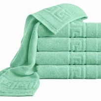 Pachet 5 prosoape baie de corp 70x140 cm Bumbac 100%, Greek Border 500 grame/mp, Verde Mint