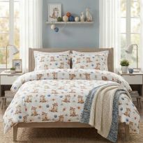 Lenjerie pat Ranforce Cotton Pro Bumbac 100%, King Size, 6 piese Pisicute Alb/Bej RCP44 Ralex Pucioasa
