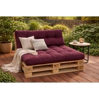 Set perne grădină ”Pallet Soft Seating” Visiniu 80x120 cm + CADOU Față de masă, Ralex Pucioasa
