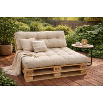Set perne grădină ”Pallet Soft Seating” Crem 80x120 cm + CADOU Față de masă, Ralex Pucioasa