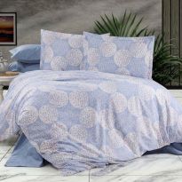 Lenjerie pat Ranforce Cotton Pro Bumbac 100%, King Size cu husa, 6 piese Moderna Albastru RCP62