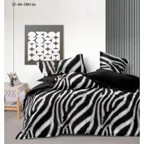 Pachet economic lenjerie pat dublu Finet 6 piese + 2 perne matlasate 50x70 cm + pilota 200x215 cm primavara toamna Moderna Alb/Negru